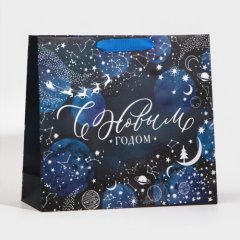 Пакет бумажный "С Новым годом" 30х26х9 см 4843427