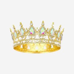 Топпер декоративный "Корона с камнями" Золото/Жемчуг 12 см 