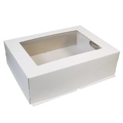 Коробка для торта с окном белая 30х40х17 см 