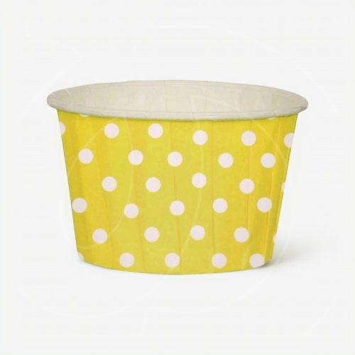 Капсула бумажная с подворотом Жёлтая в белый горошек D50 H40 10 шт Б-26