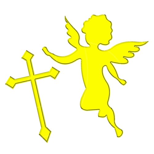 Топпер декоративный акриловый "Ангел с крестиком" Золото 7х8 см ТСК175