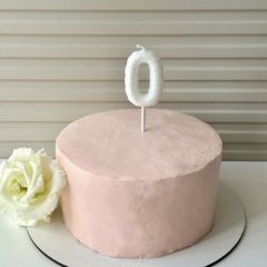 Свеча декоративная Цифра "0" Воздушный шарик Белый с блёстками 