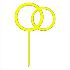 Топпер декоративный акриловый "Кольца на палочке" Золото 10х8 см ТСК184