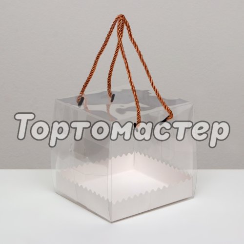 Коробка для торта с ручками 14х14х14 см 10325611