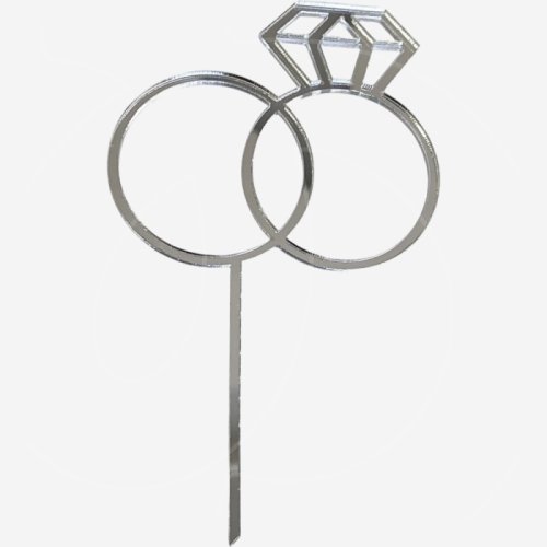 Топпер декоративный акриловый "Свадебные кольца" Серебро 15х9 см 