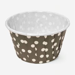 Капсула бумажная с подворотом Чёрная в белый горошек D50 H40 1 шт Б-120		