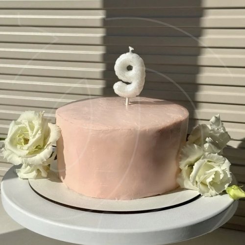 Свеча декоративная Цифра "9" Воздушный шарик Белый с блёстками 